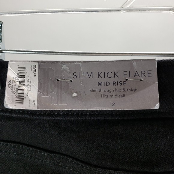 Jennifer Lopez NEW Mid Calf Jeans Size 2 Slim Kick Flare Mid Rise 28x24.5 Onyx - Picture 7 of 9